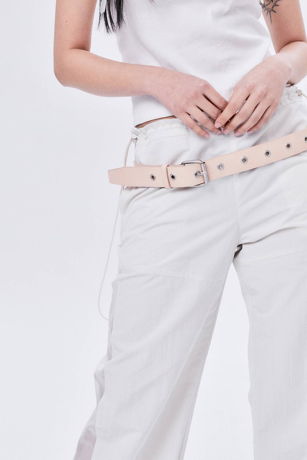 EYELET LEATHER BELT / NATURAL - HALOMINIUM  할로미늄 - CAVA LIFE