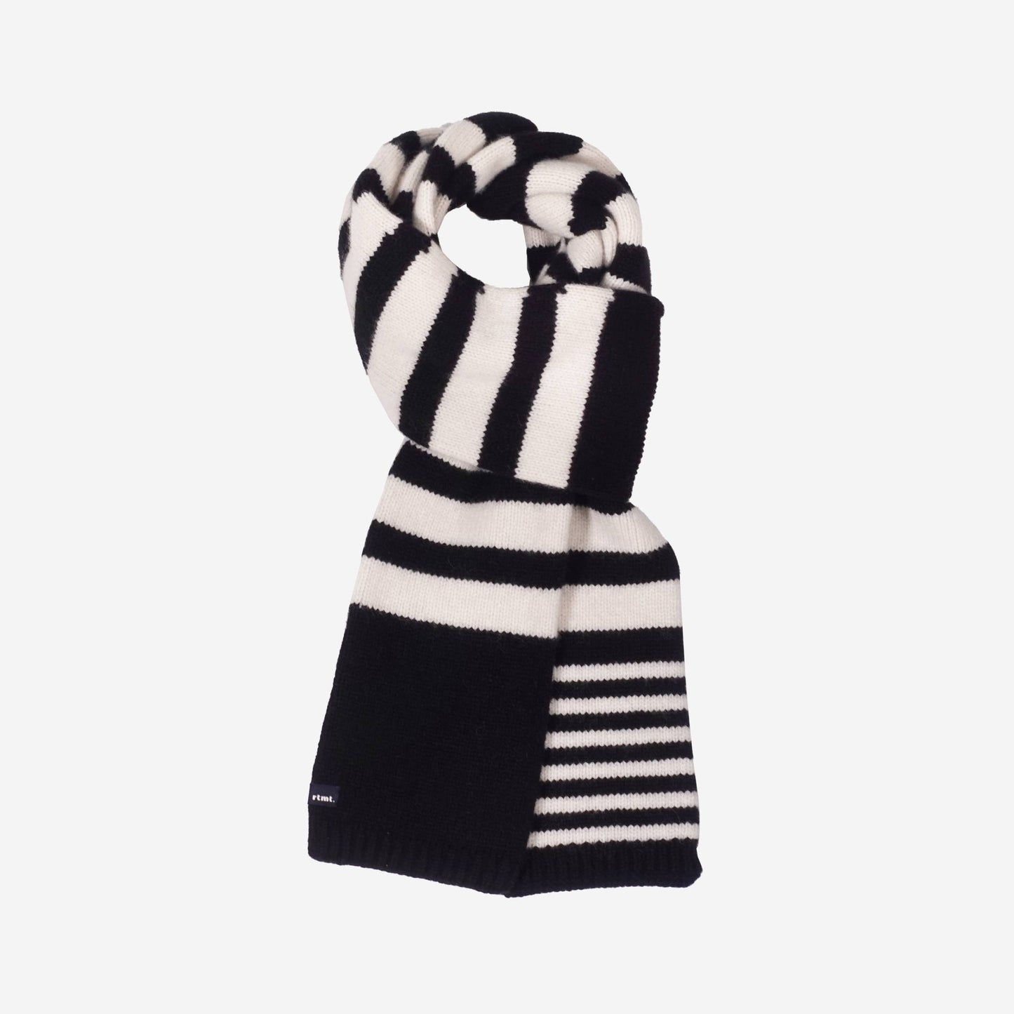 Wool 100% Stripe Muffler / Black Ivory