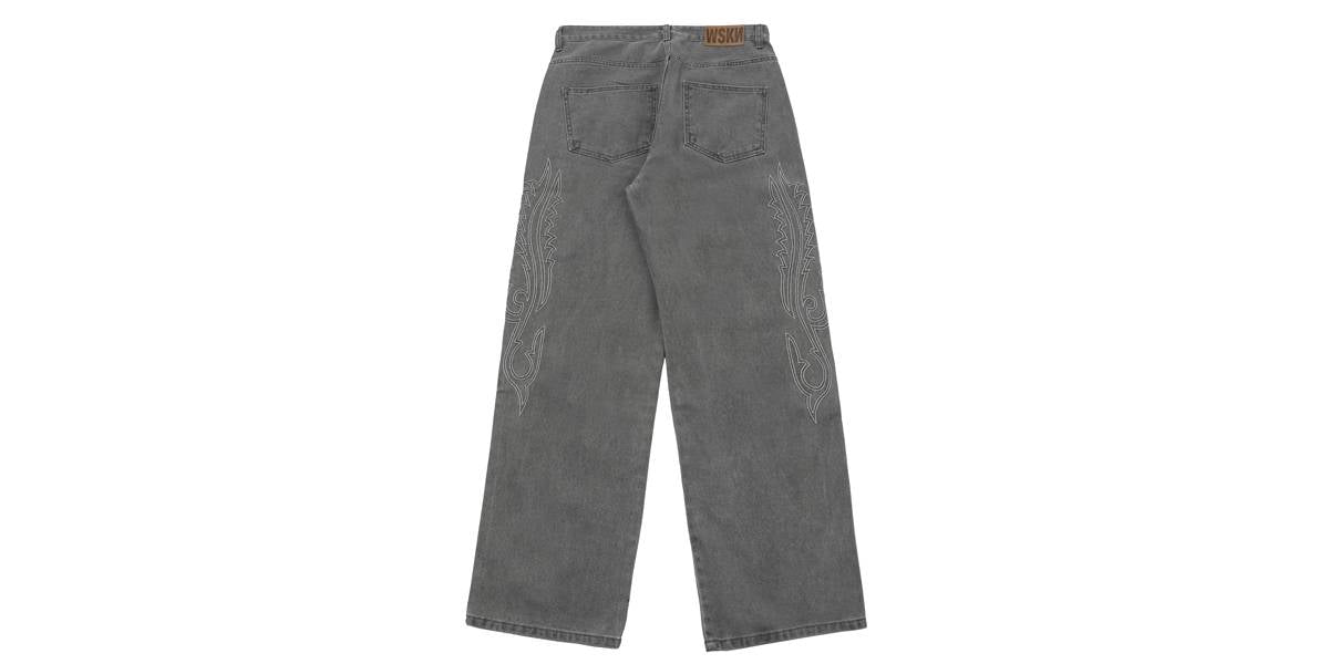 WESTERN STITCHING EMBROIDERY DENIM PANTS(GRAY) - WESKEN - CAVA LIFE