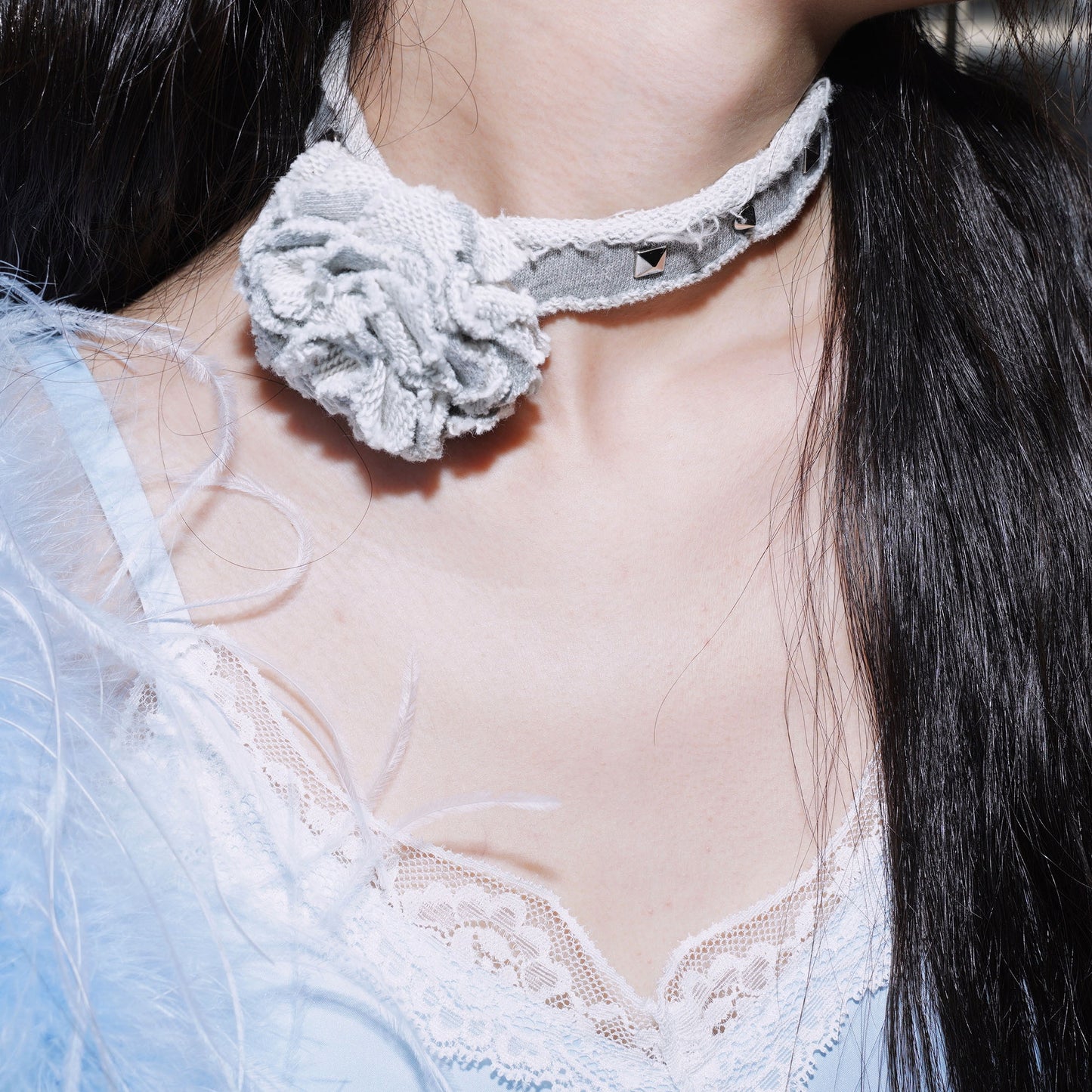 Studded Rip-Off Rose Choker