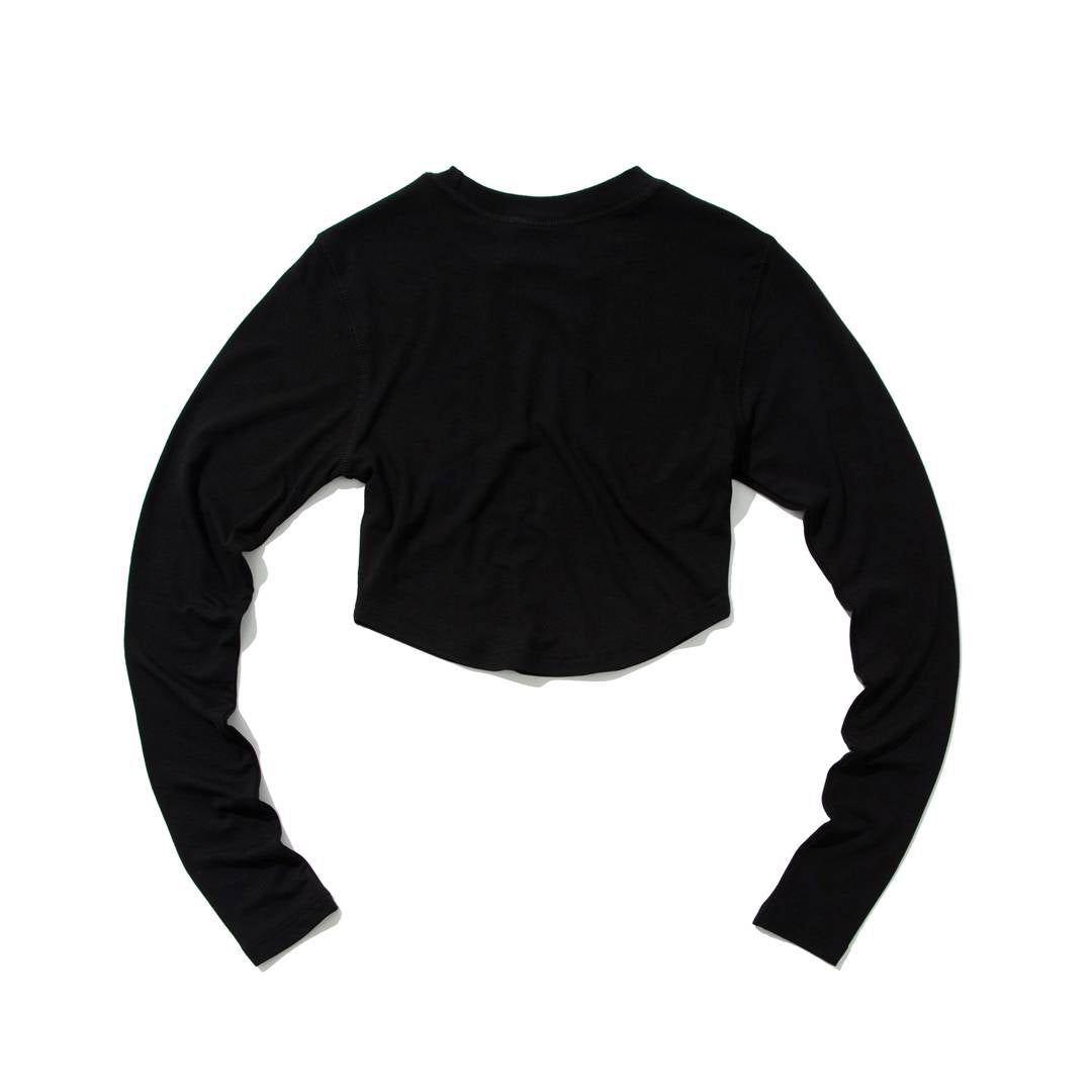 SYMBOL Crop long-sleeved T-Shirt (BLACK) - KRUCHI 크루치 - CAVA LIFE