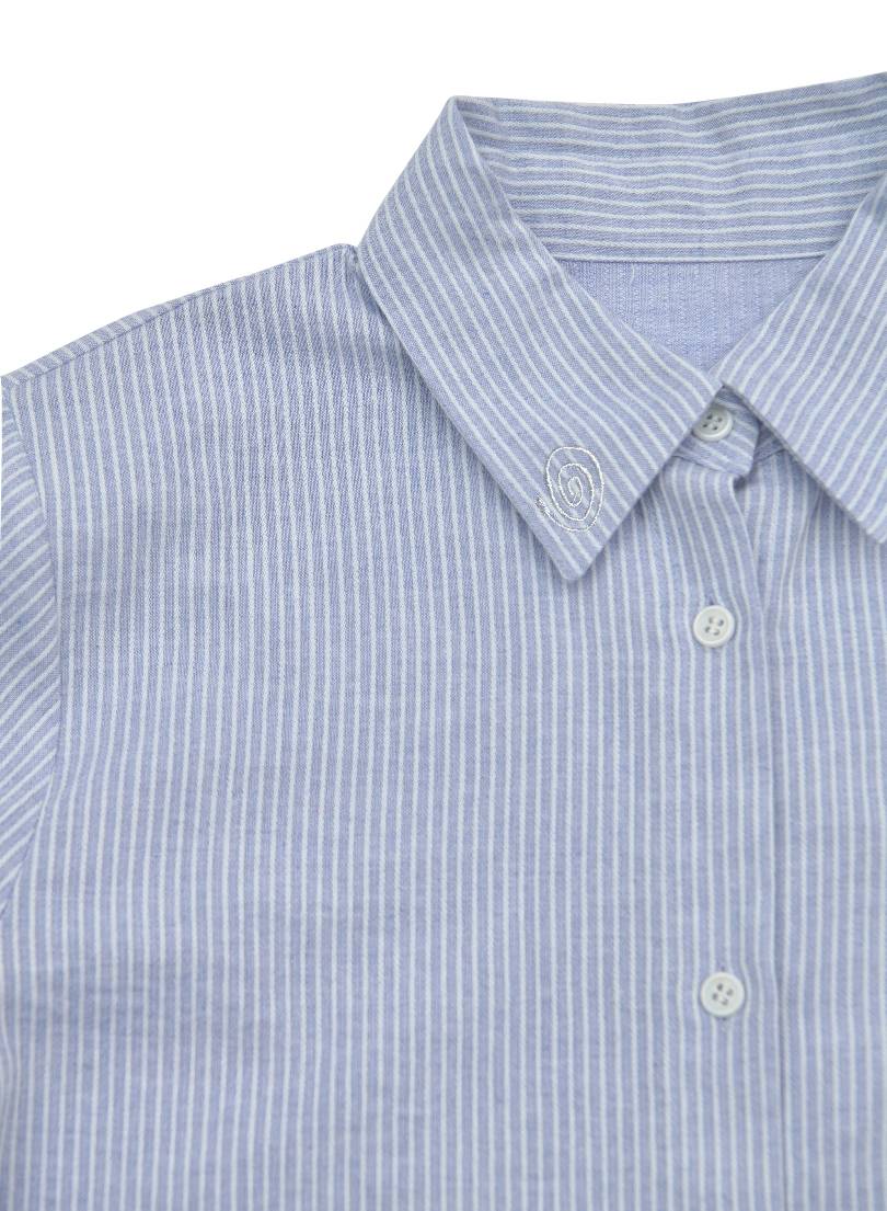 EXTRA BUTTONS STRIPE SHIRTS (BLUE)