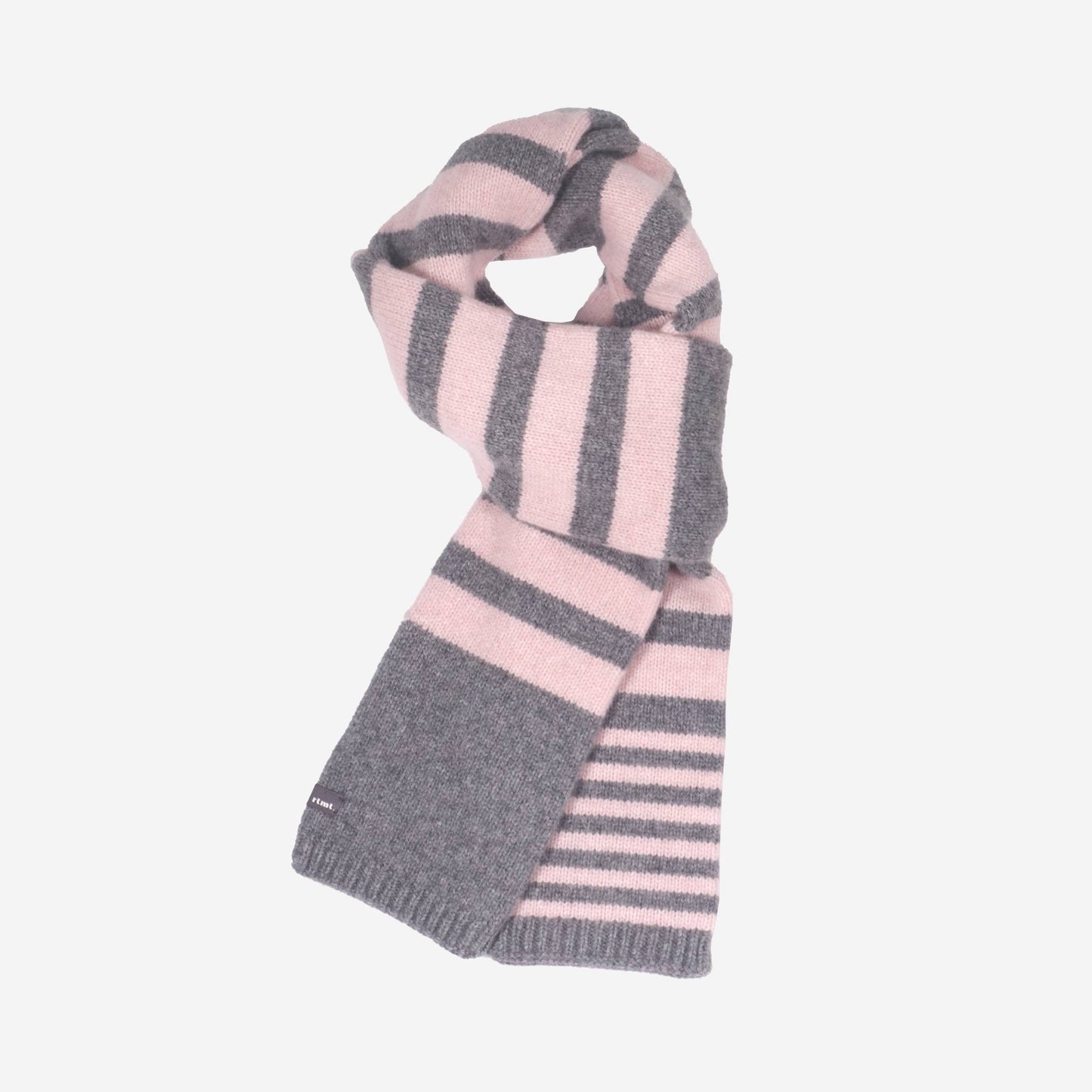 Wool 100% Stripe Muffler / Gray Pink