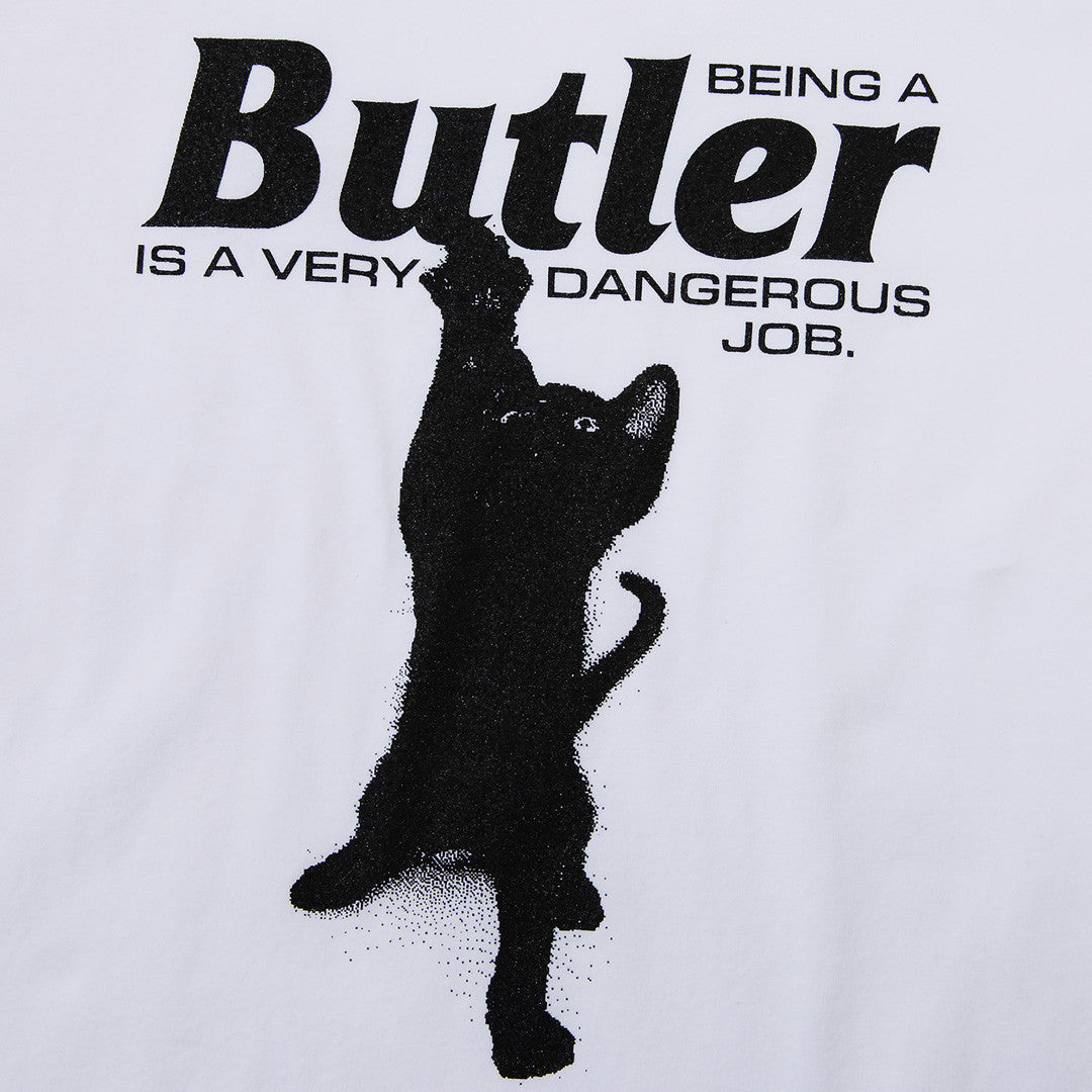 CAT BUTLER CROP T-SHIRT (WHITE) - KRUCHI 크루치 - CAVA LIFE