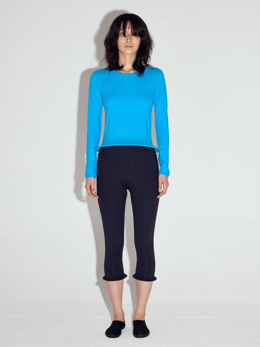 Wired hem basic top in Turquoise