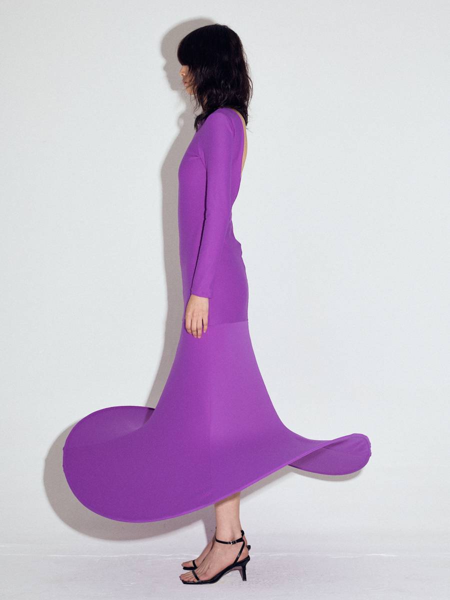 Pop-up full length dress in Violet