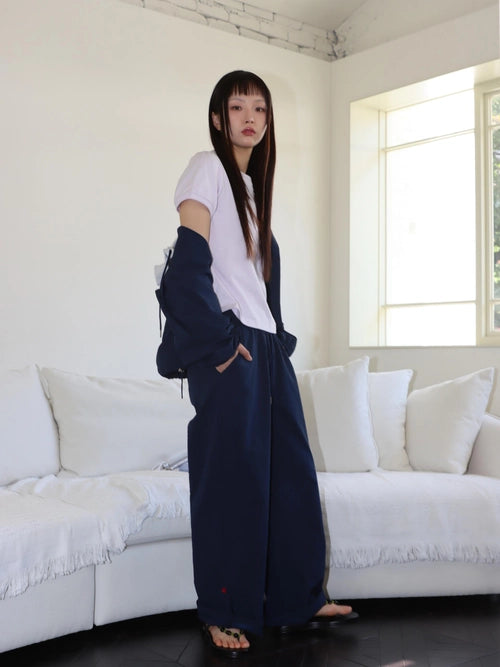 SEERSUCKER BUTTON PANTS (NAVY)