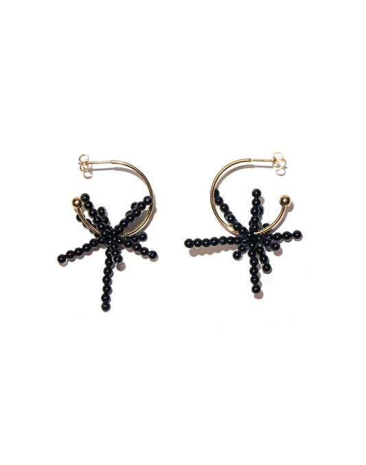 Signature black motif Earrings(mini)_Gold│시그니처 블랙 모티브 귀걸이(미니)_골드 - Pauline Louise 폴린루이즈 - CAVA LIFE