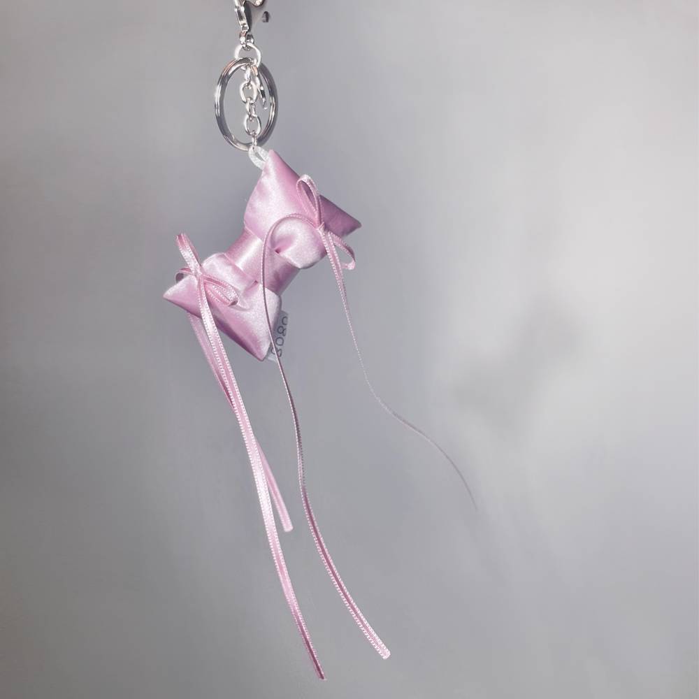 0808 ribbon keyring (y2k pink)