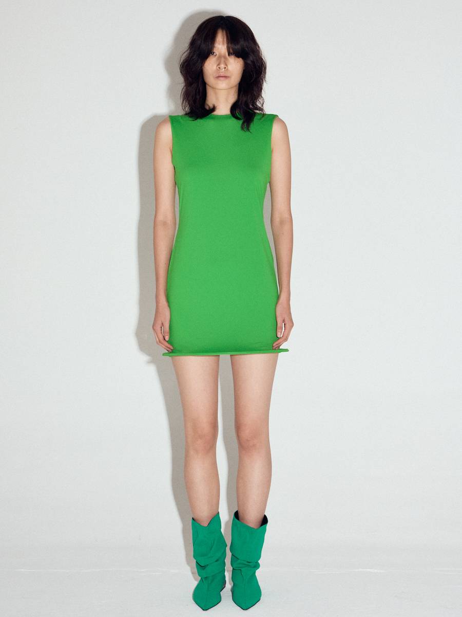 Wired hem midi dress in Kelly Green