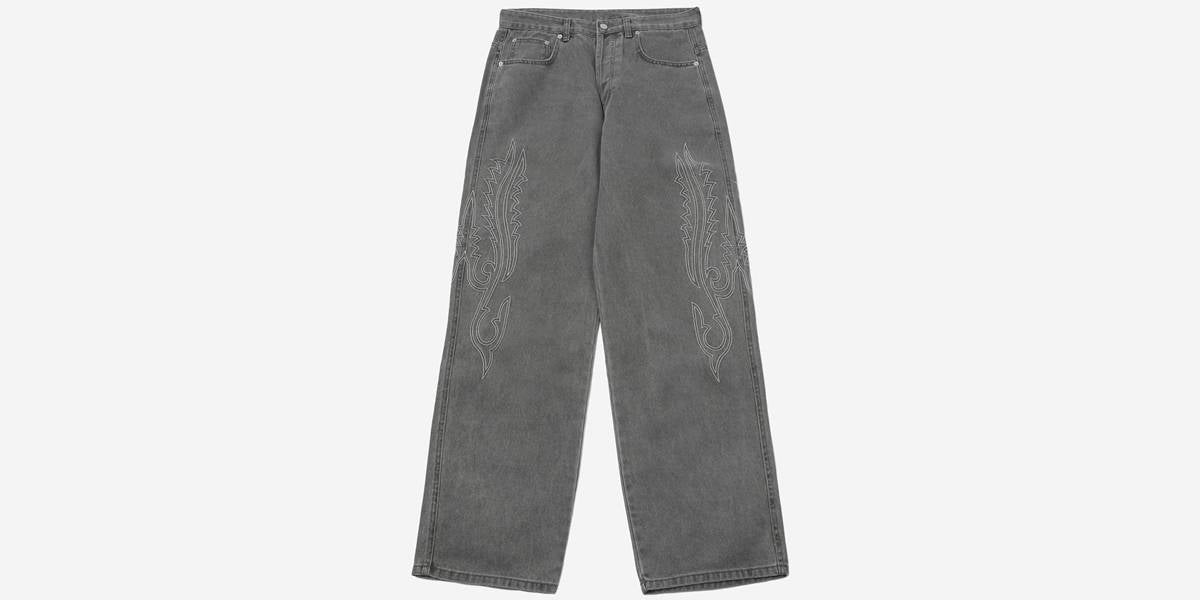 WESTERN STITCHING EMBROIDERY DENIM PANTS(GRAY) - WESKEN - CAVA LIFE