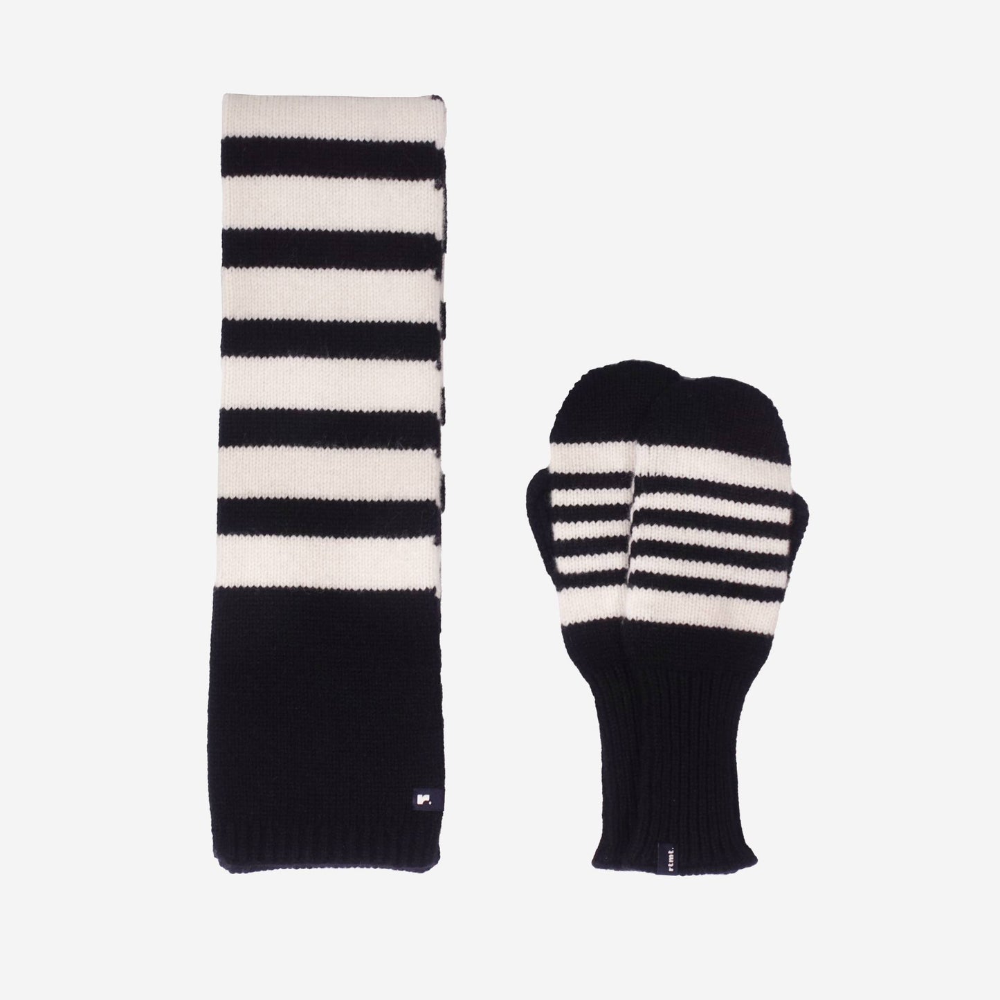 Wool 100% Stripe Muffler / Black Ivory