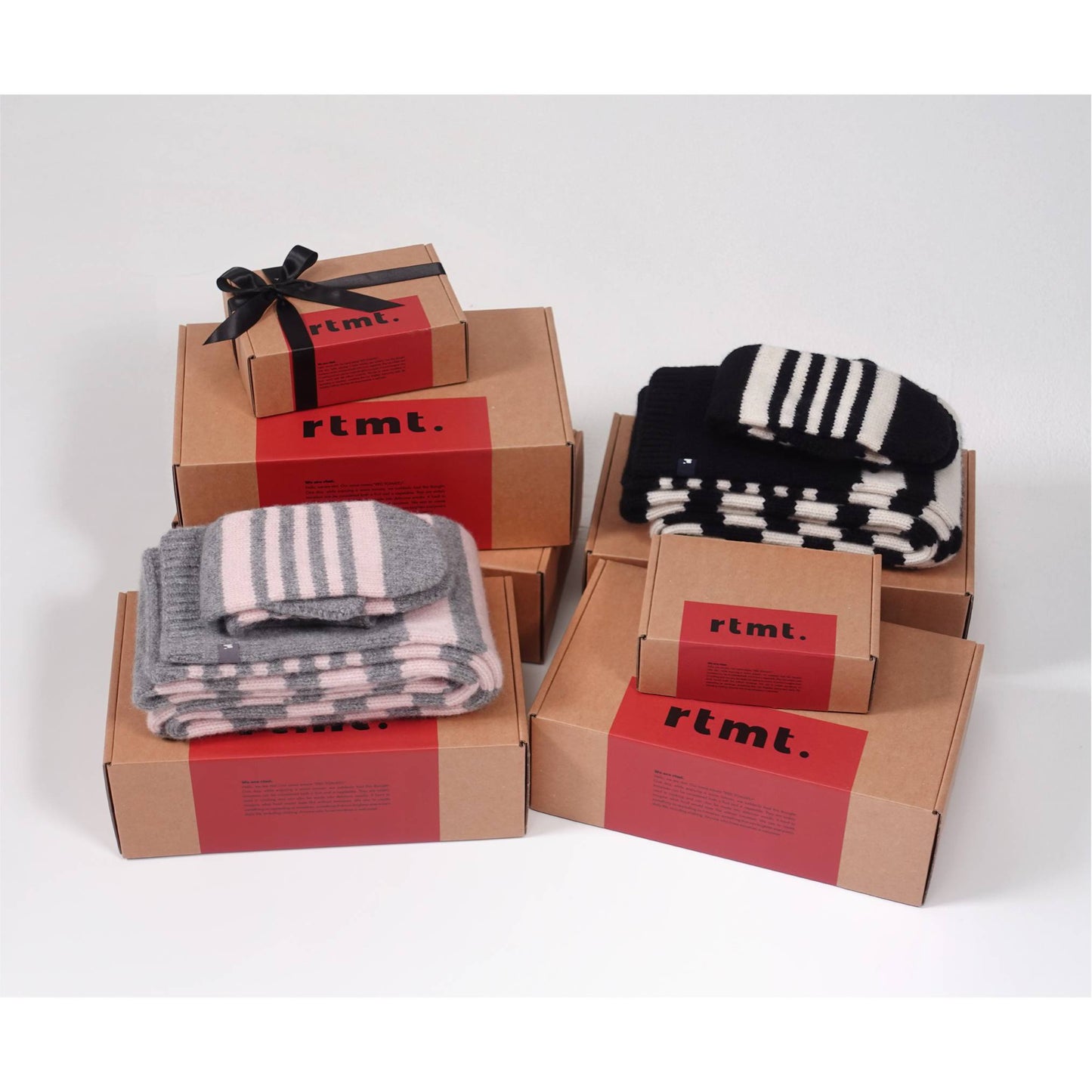 Wool 100% Stripe Muffler / Black Ivory