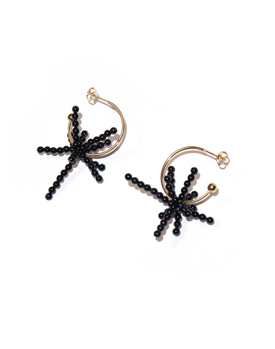 Signature black motif Earrings(mini)_Gold│시그니처 블랙 모티브 귀걸이(미니)_골드 - Pauline Louise 폴린루이즈 - CAVA LIFE