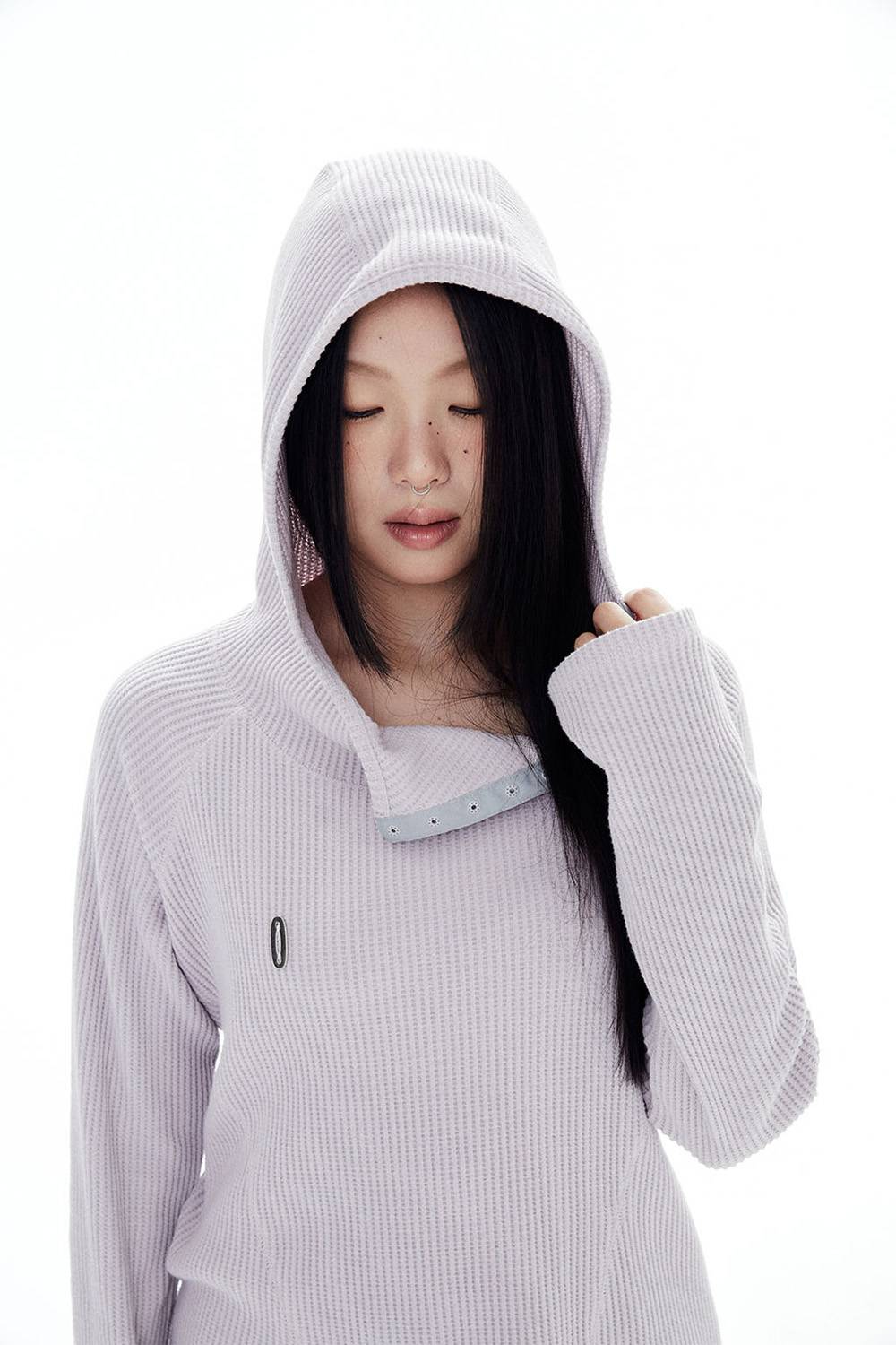 SLIM WAFFLE HOODIE / PALE PURPLE