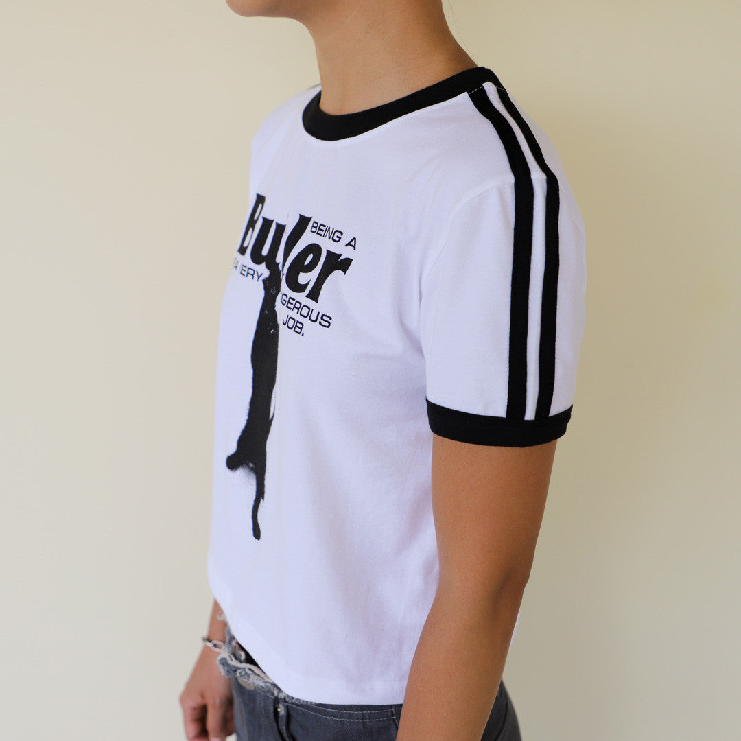 CAT BUTLER CROP T-SHIRT (WHITE) - KRUCHI 크루치 - CAVA LIFE