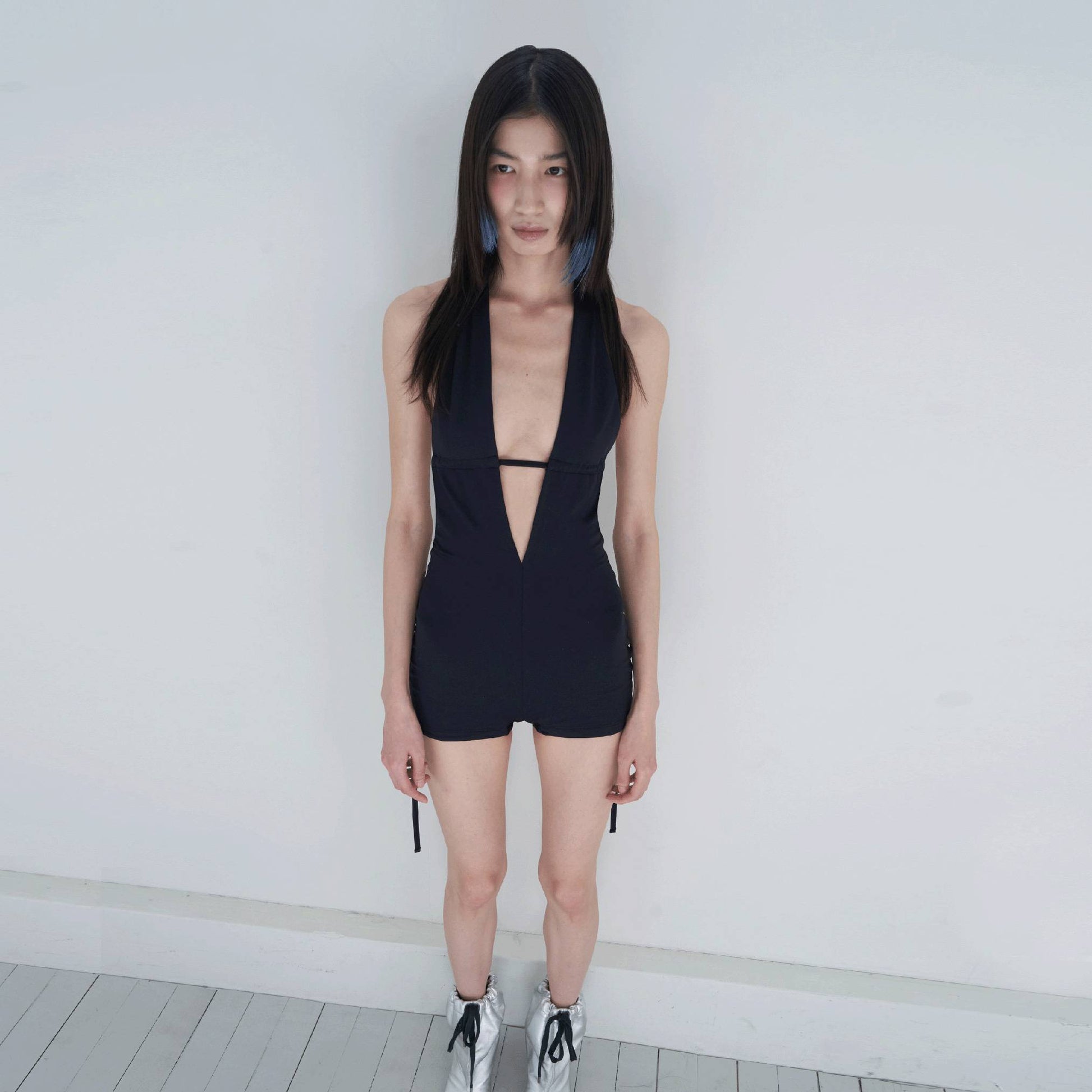 Deep V Cut Romper Swimsuit_Black - Dohyo 도효 - CAVA LIFE