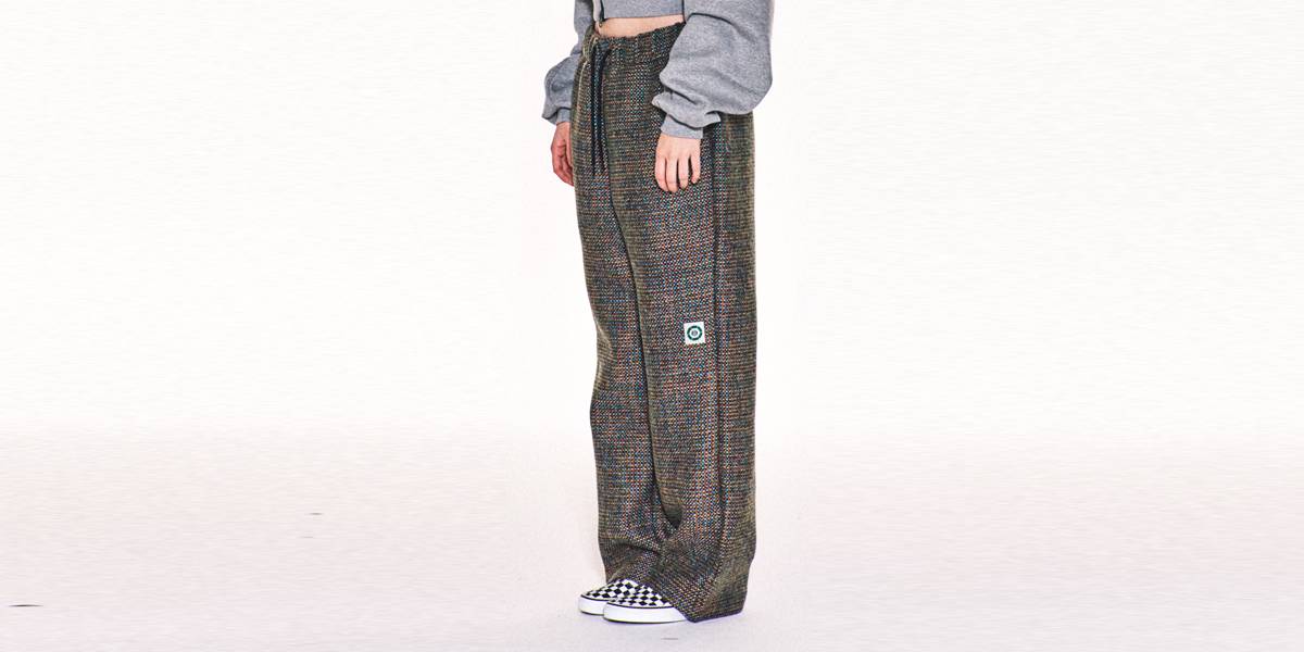 AVRIL TWEED WIDE LONG PANTS (BLUE)