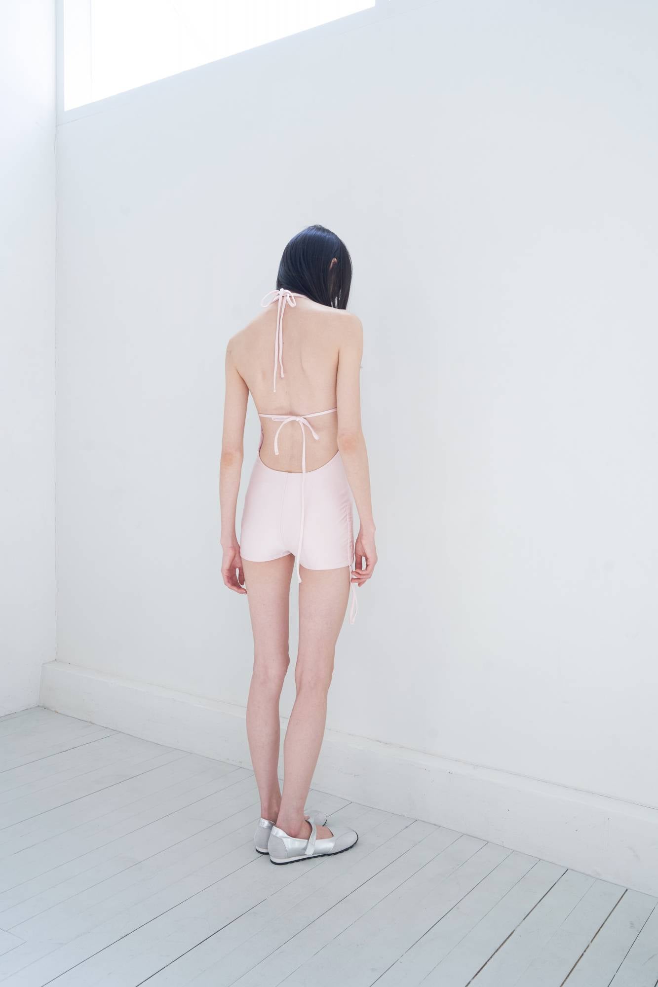 Deep V Cut Romper Swimsuit_Pearl Baby Pink - Dohyo 도효 - CAVA LIFE