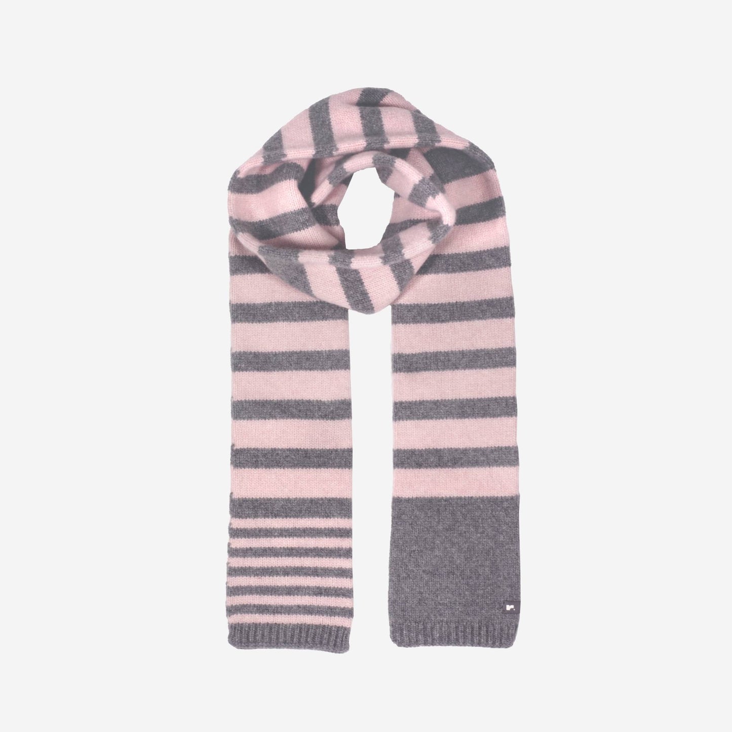 Wool 100% Stripe Muffler / Gray Pink