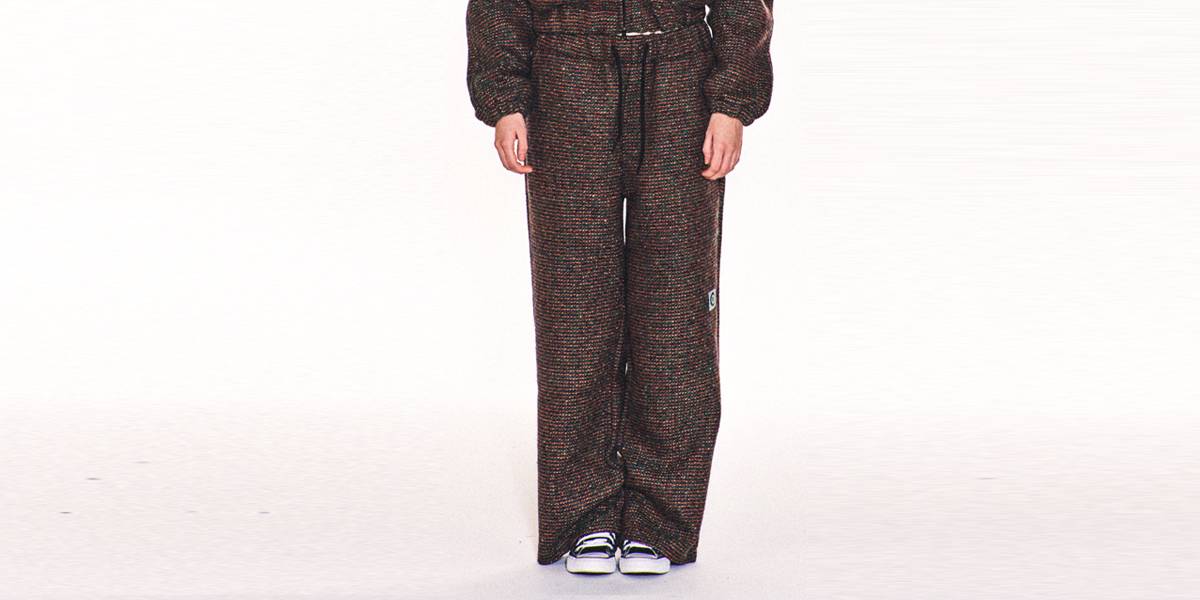 AVRIL TWEED WIDE LONG PANTS (GREEN)