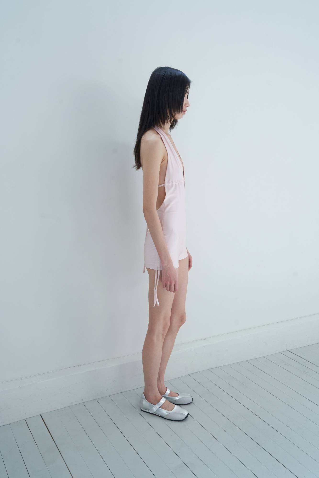 Deep V Cut Romper Swimsuit_Pearl Baby Pink - Dohyo 도효 - CAVA LIFE