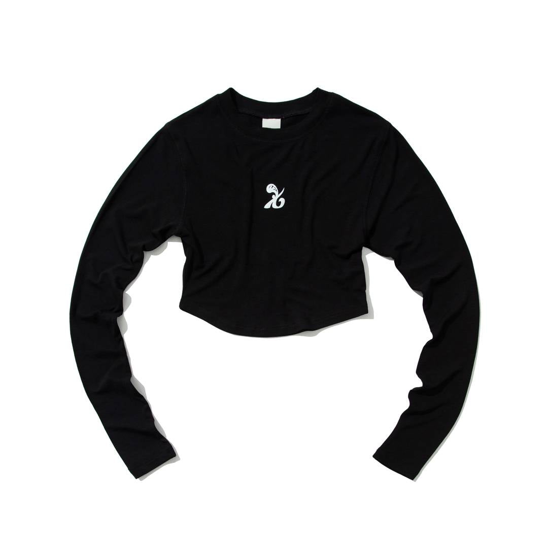 SYMBOL Crop long-sleeved T-Shirt (BLACK) - KRUCHI 크루치 - CAVA LIFE