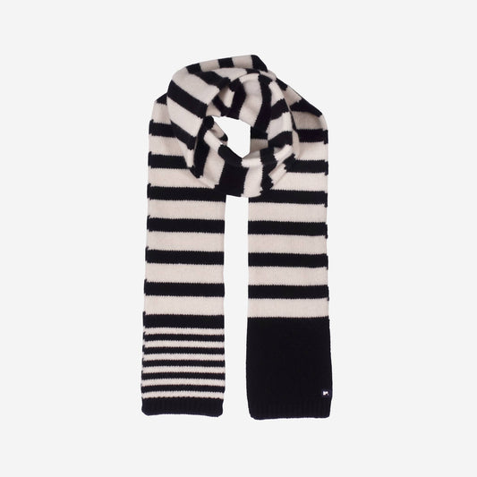 Wool 100% Stripe Muffler / Black Ivory