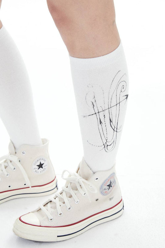 HLMN & HARP KNEE SOCKS / WHITE