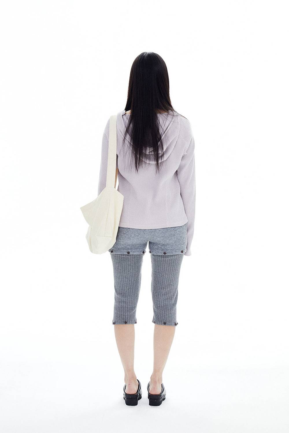 SLIM WAFFLE HOODIE / PALE PURPLE