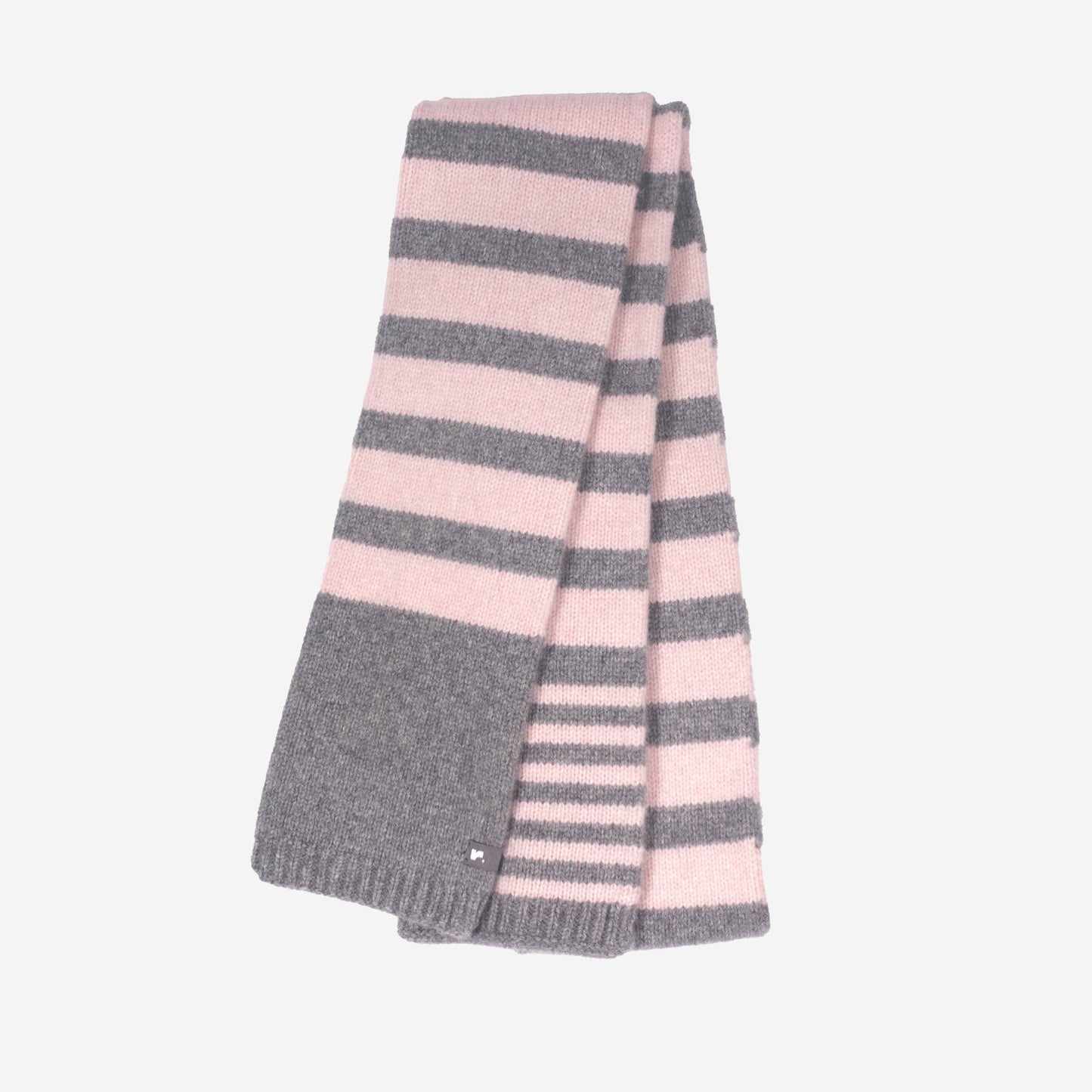 Wool 100% Stripe Muffler / Gray Pink