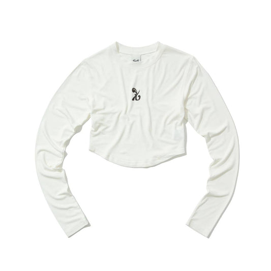 SYMBOL Crop long-sleeved T-Shirt (WHITE) - KRUCHI 크루치 - CAVA LIFE