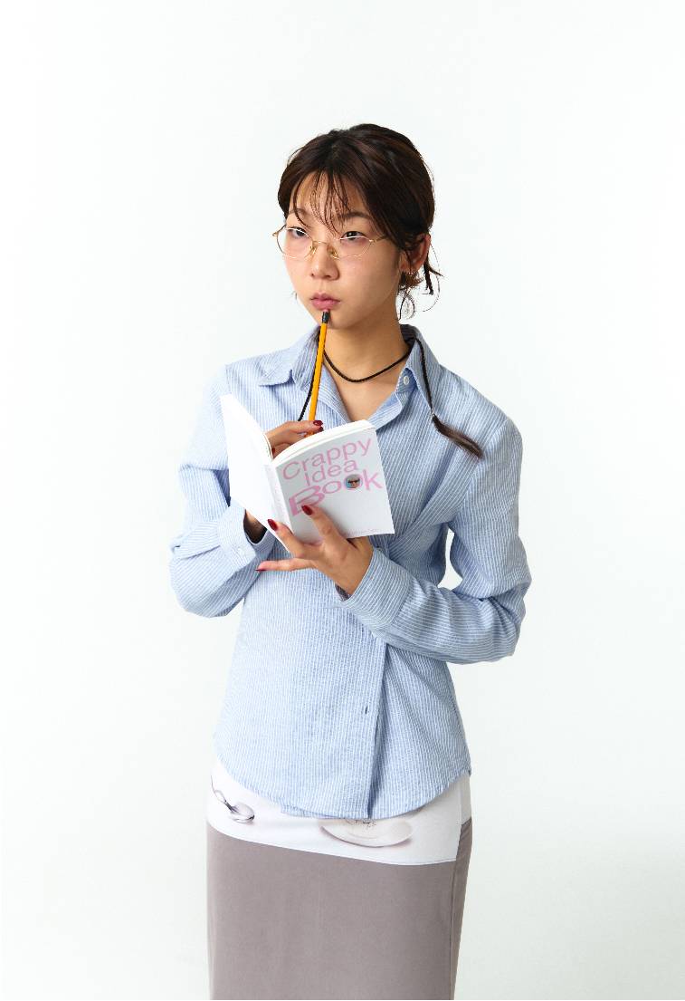 EXTRA BUTTONS STRIPE SHIRTS (BLUE)