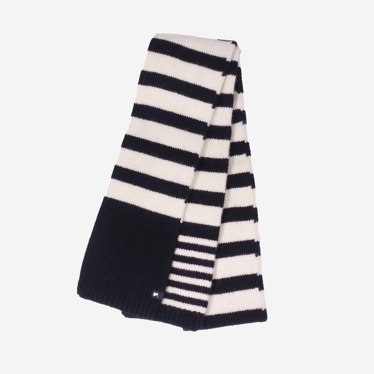 Wool 100% Stripe Muffler / Black Ivory