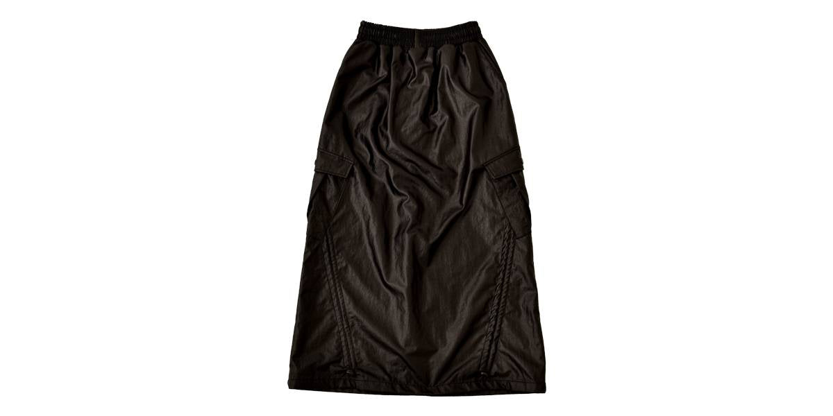 HEART BAND CARGO LONG SKIRTS (BLACK)