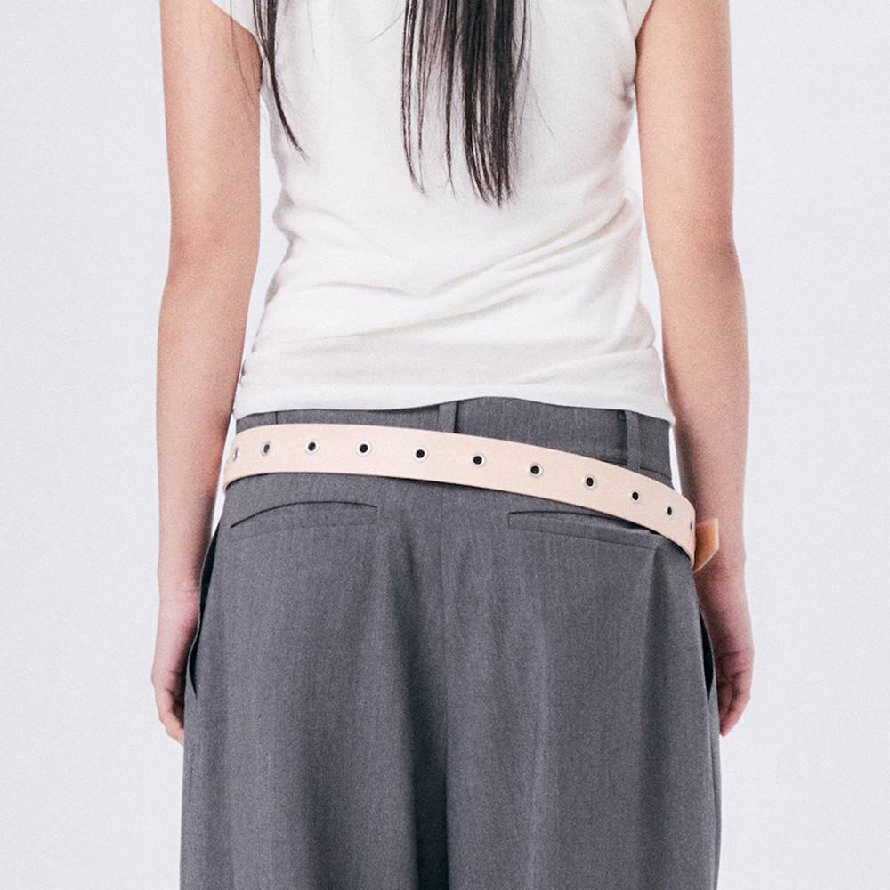 EYELET LEATHER BELT / NATURAL - HALOMINIUM  할로미늄 - CAVA LIFE