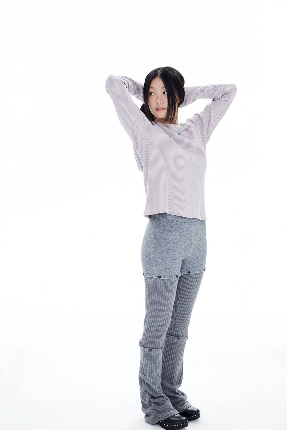 3 PARTS GATHERED LEGGINGS / GRAY