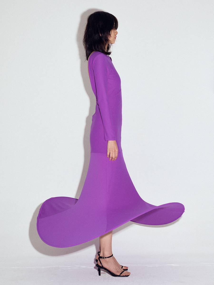 Pop-up full length dress in Violet