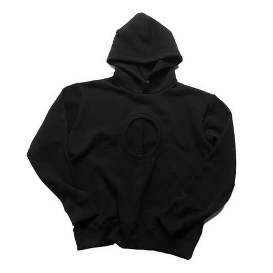 CIRCLE CUT AND PUNCHED HOODIE (BLACK) - IRREGULAR STUDIO 이레귤러 - CAVA LIFE