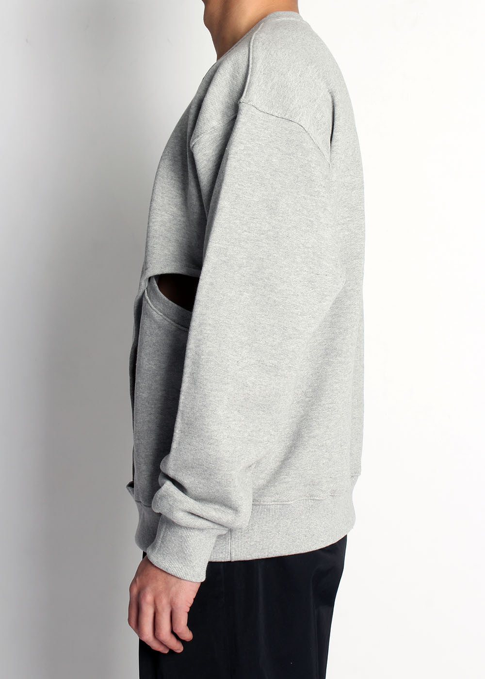 DOUBLE LAYERED SLIT SWEATSHIRT (GREY) - IRREGULAR STUDIO 이레귤러 - CAVA LIFE