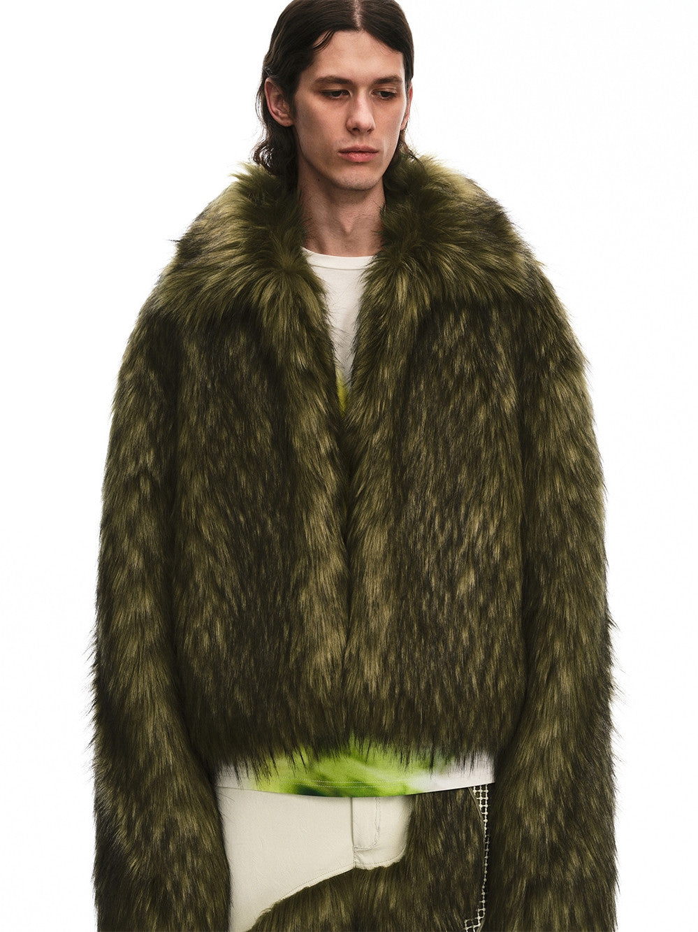 Project U068 DaiHo Unbalanced Short Faux Fur Jacket - KIZIP 키집 - CAVA LIFE