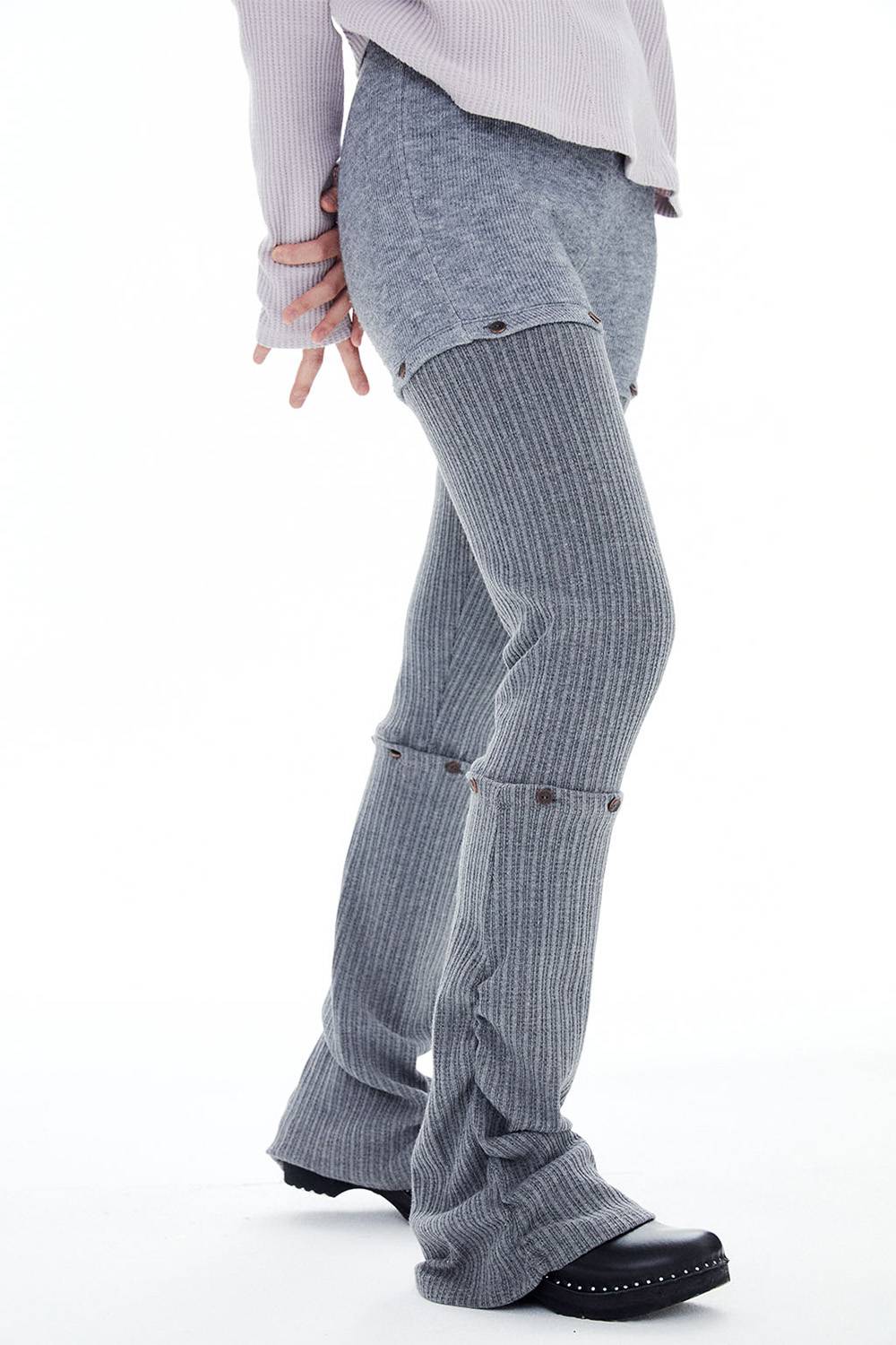 3 PARTS GATHERED LEGGINGS / GRAY