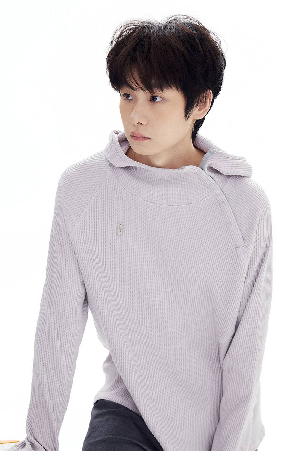 OVERSIZED WAFFLE HOODIE / PALE PURPLE