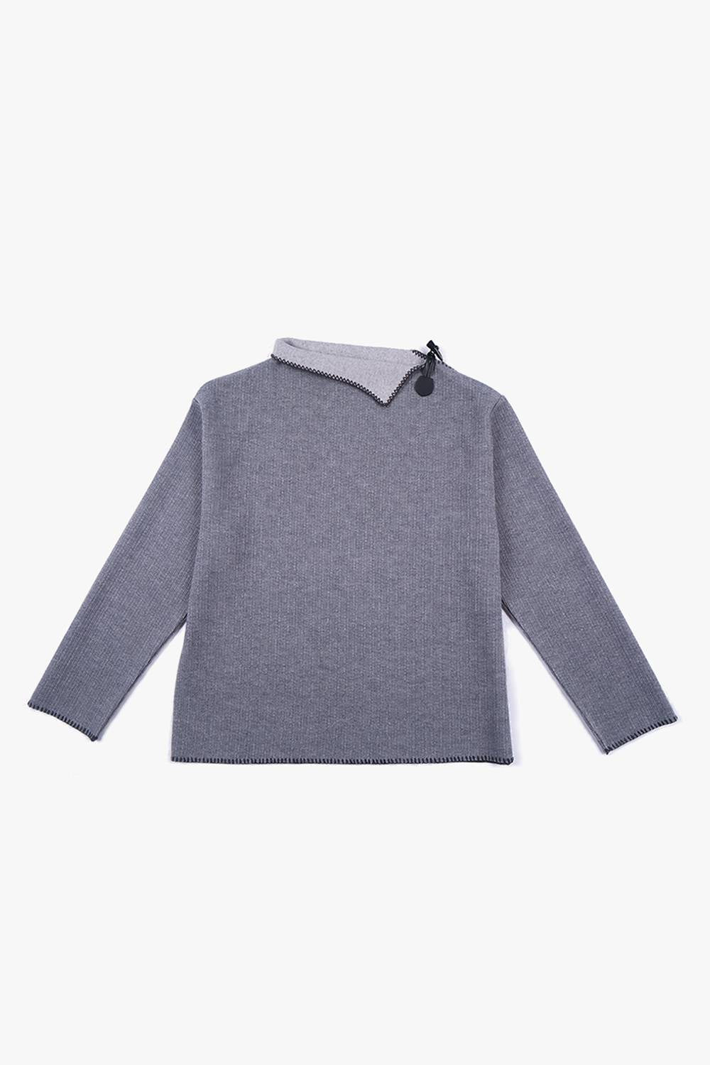 TOGGLE KNIT TOP / GRAY