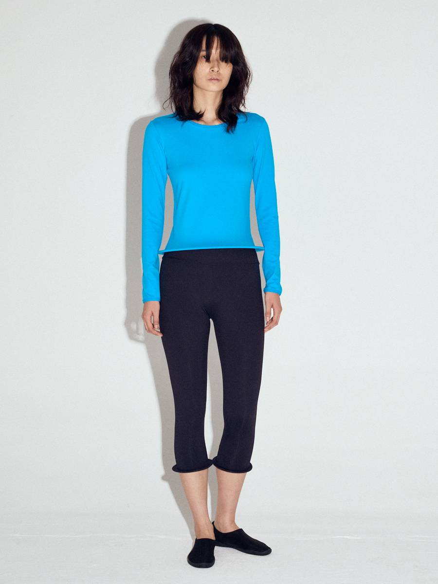 Wired hem basic top in Turquoise