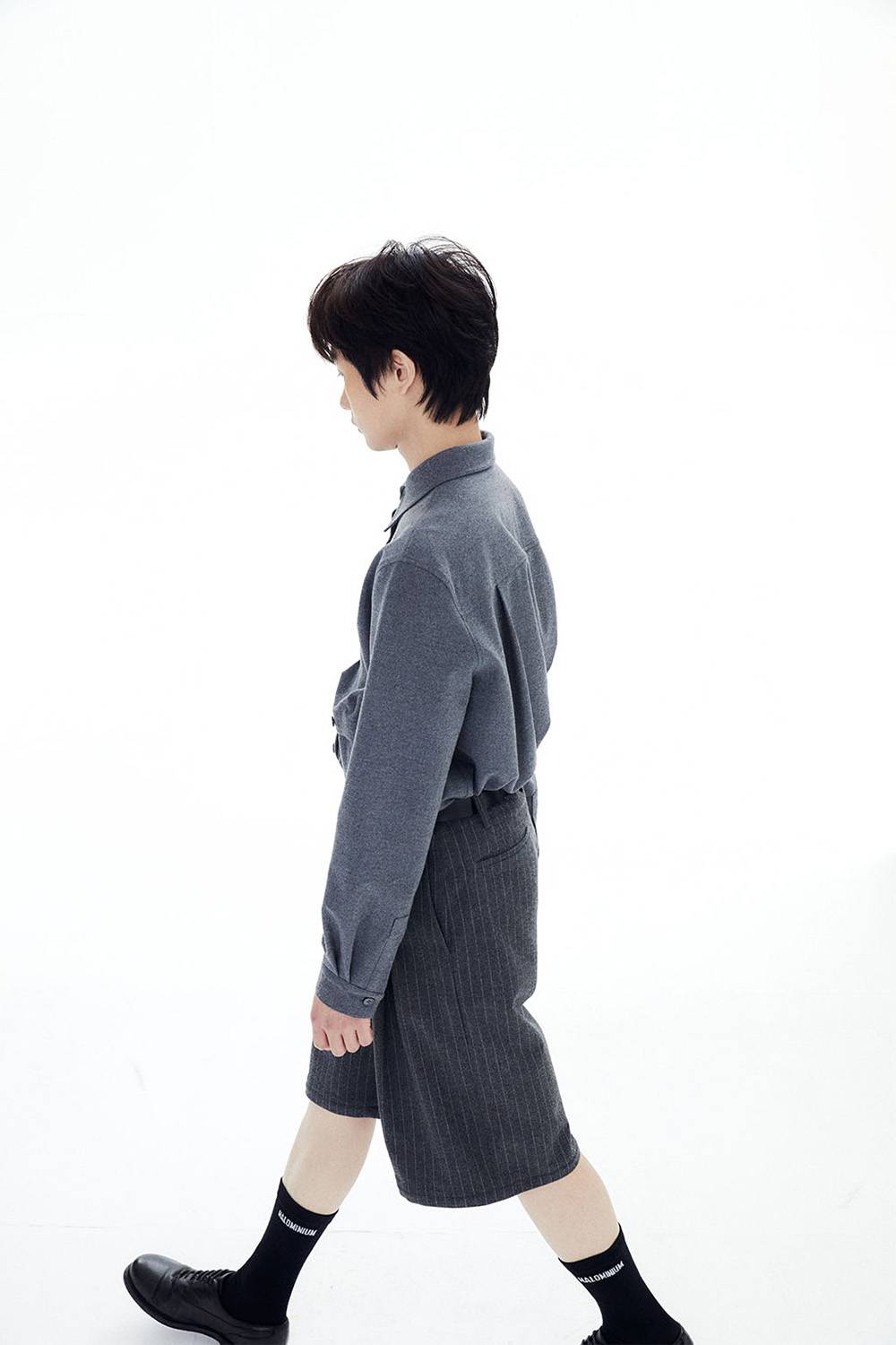 HEAVY WOOL POCKET SHIRT / GRAY