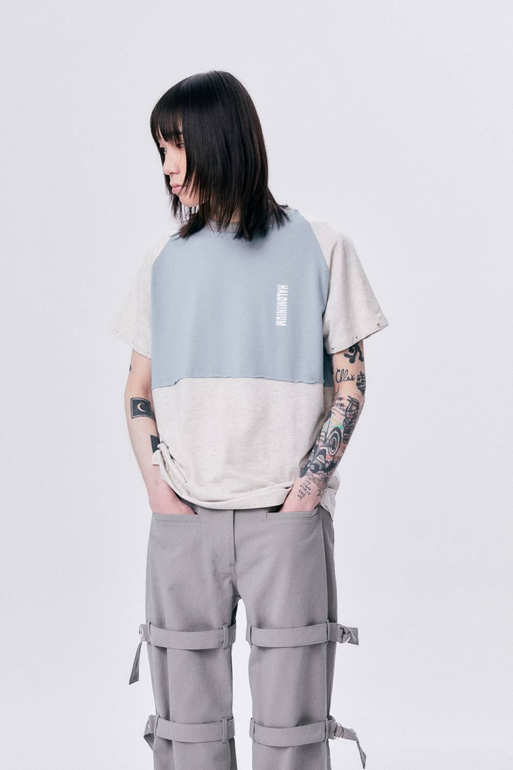 BUCKLE STRAPS PANTS / GRAY - HALOMINIUM  할로미늄 - CAVA LIFE