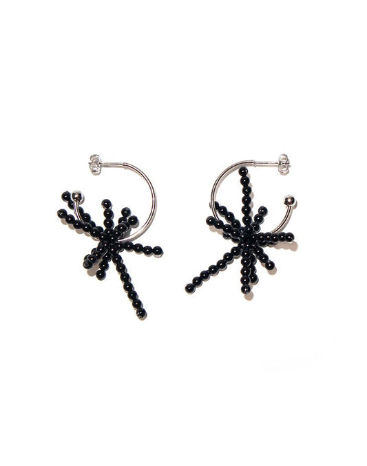 Signature black motif Earrings(mini)_Silver│시그니처 블랙 모티브 귀걸이(미니)_실버 - Pauline Louise 폴린루이즈 - CAVA LIFE