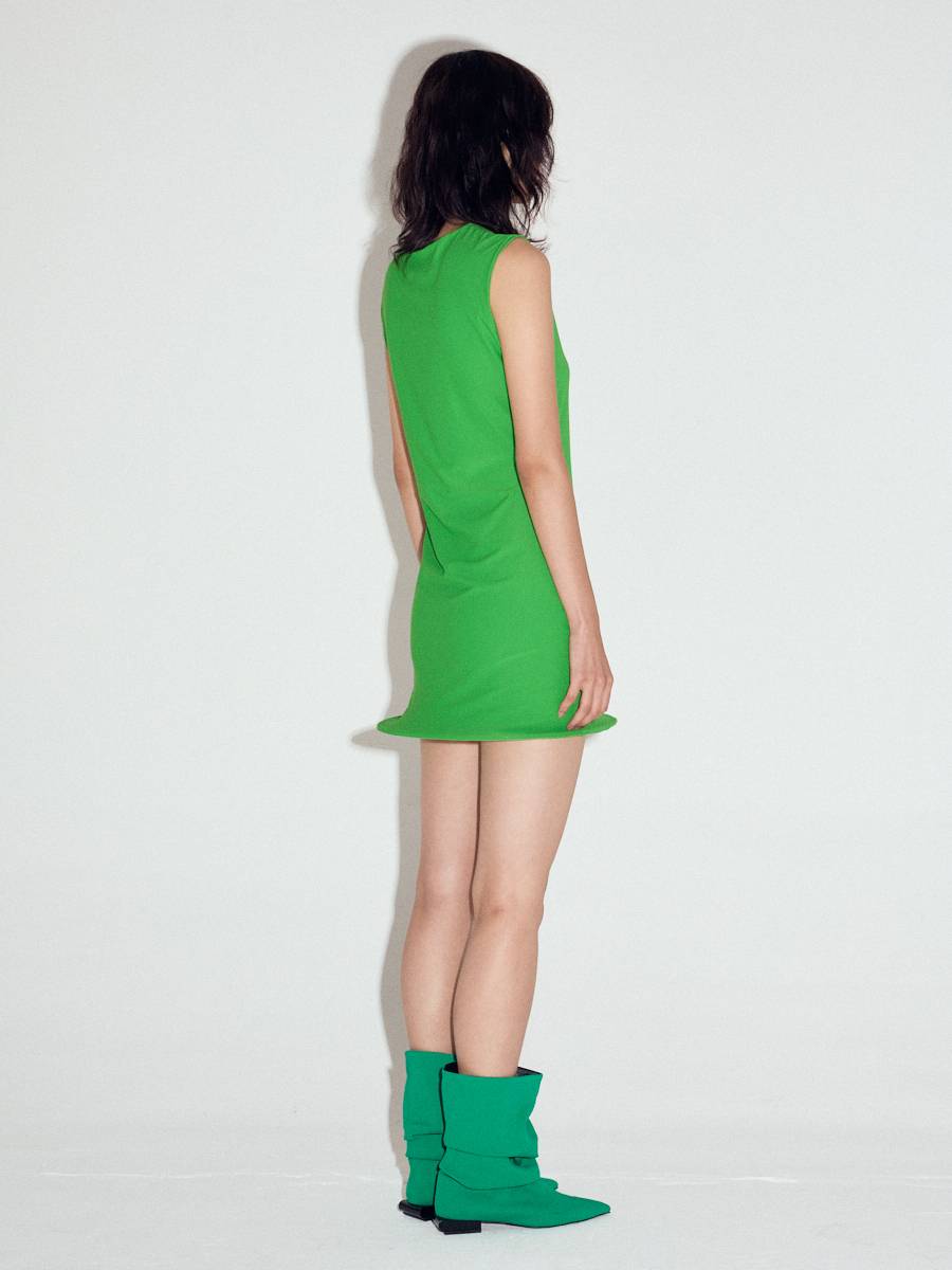 Wired hem midi dress in Kelly Green