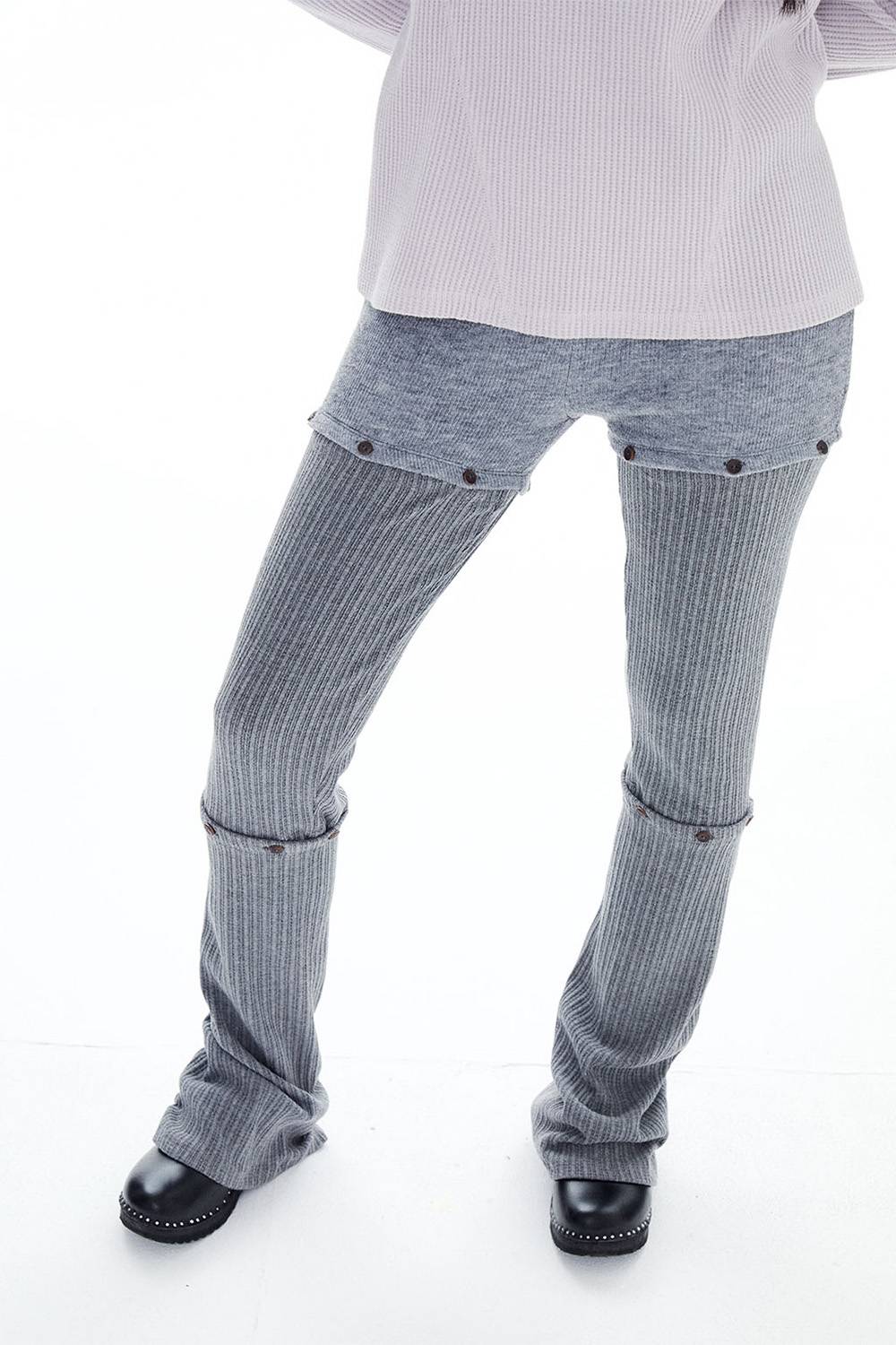 3 PARTS GATHERED LEGGINGS / GRAY